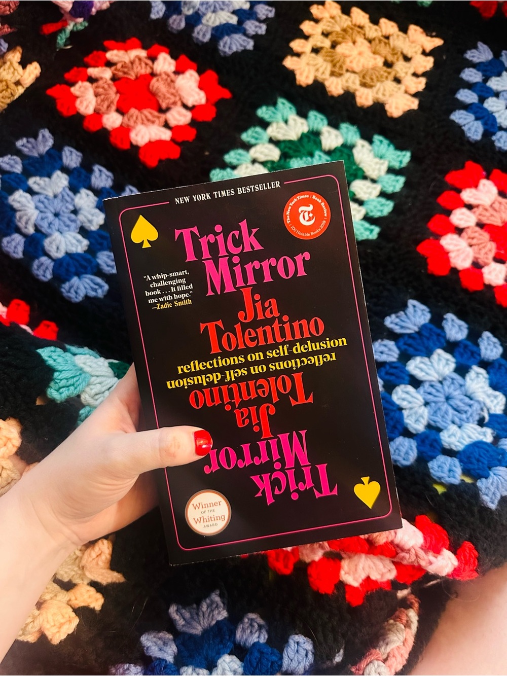 Trick Mirror by Jia Tolentino — Black Cover with Pink & Yellow Text